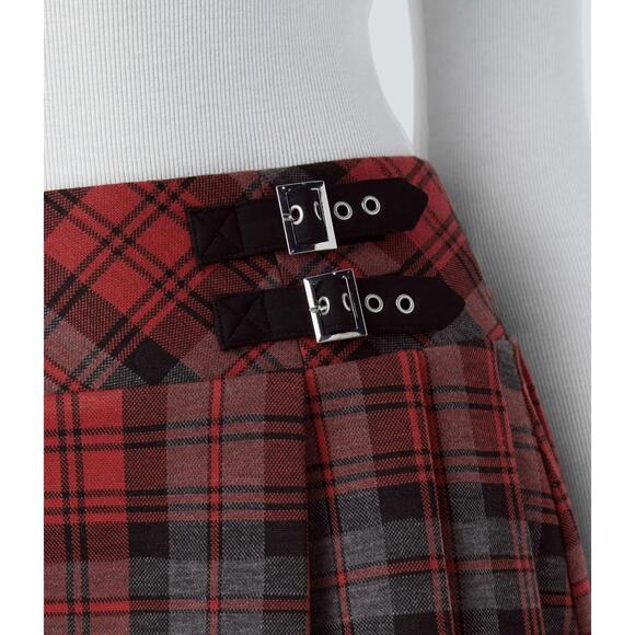 NWT Halara High Waisted Decorative Buckle 2-in-1 Plaid Pleated Mini Skirt - XS - Picture 10 of 11